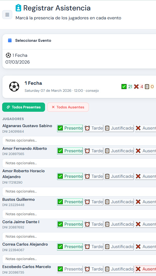 Control de Asistencia